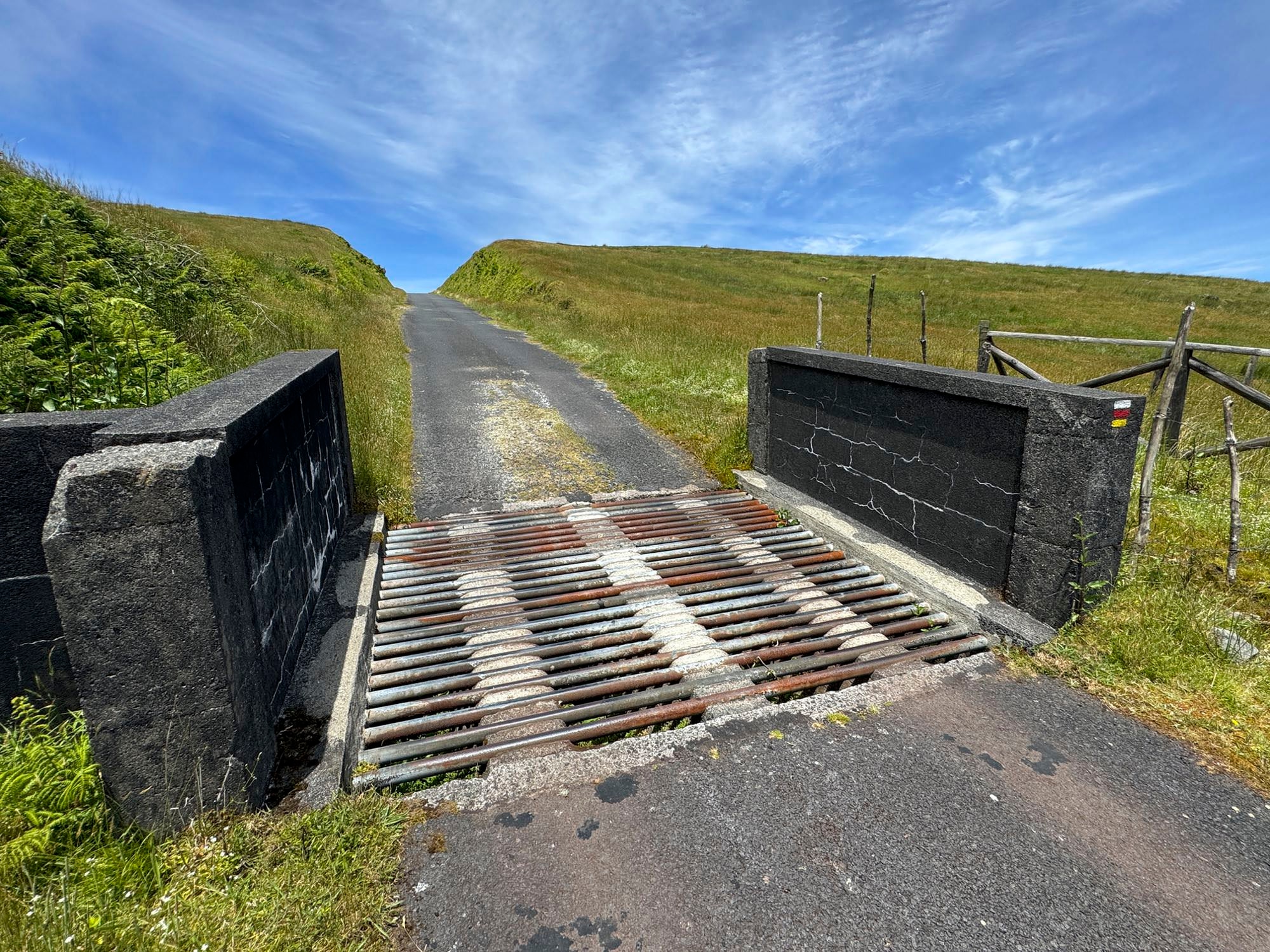Rinderroste trennen das Weideland an der Caldeira ab