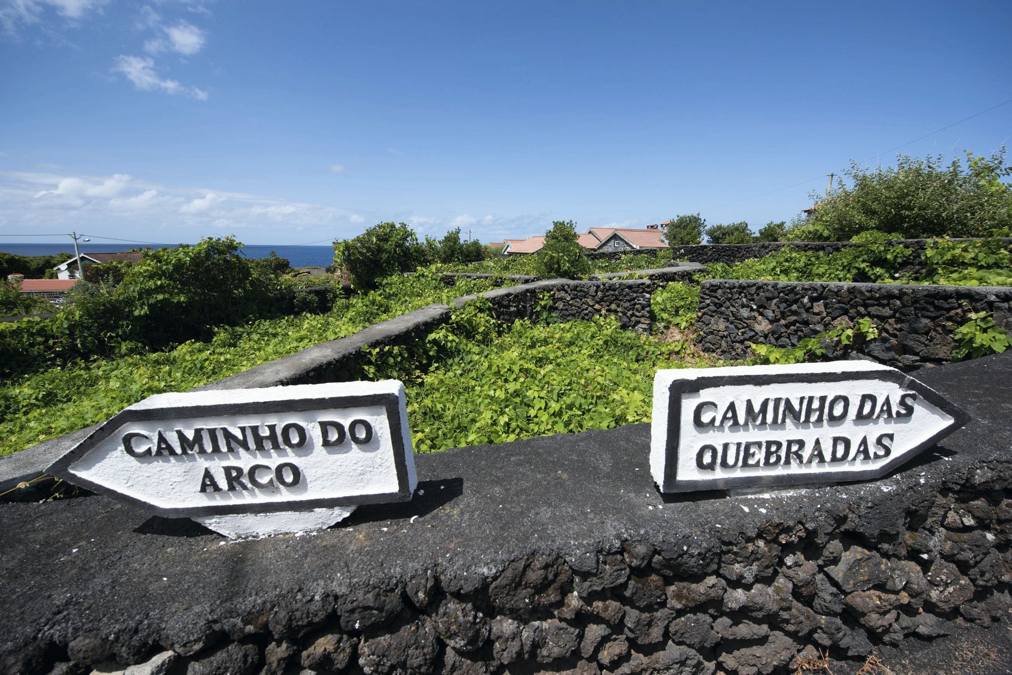 Wegegabelung in Fajã da Ribeira da Areia