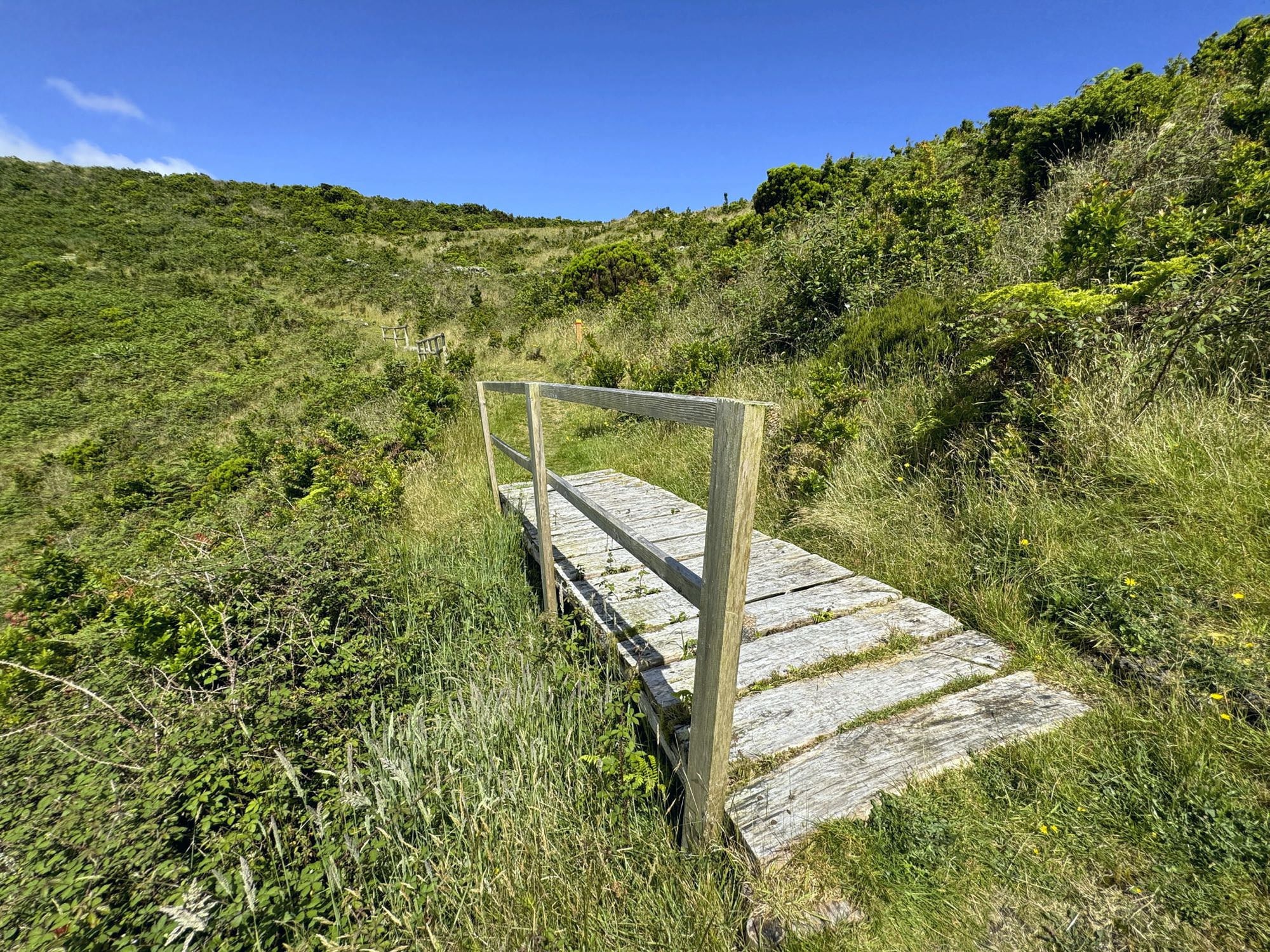 Nasse Abschnitte sind immer wieder durch Holzstege überbaut