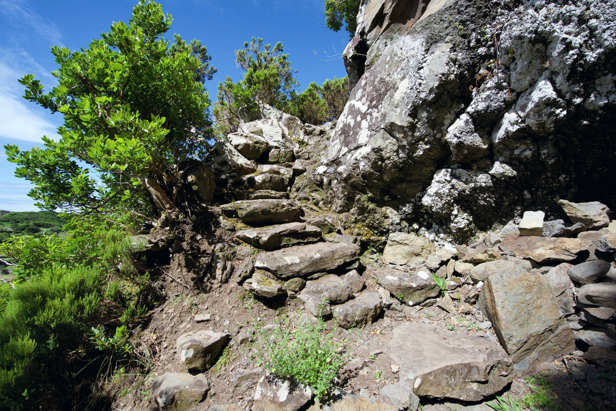 Uralter steiler Abstiegspfad durch die Steilwend