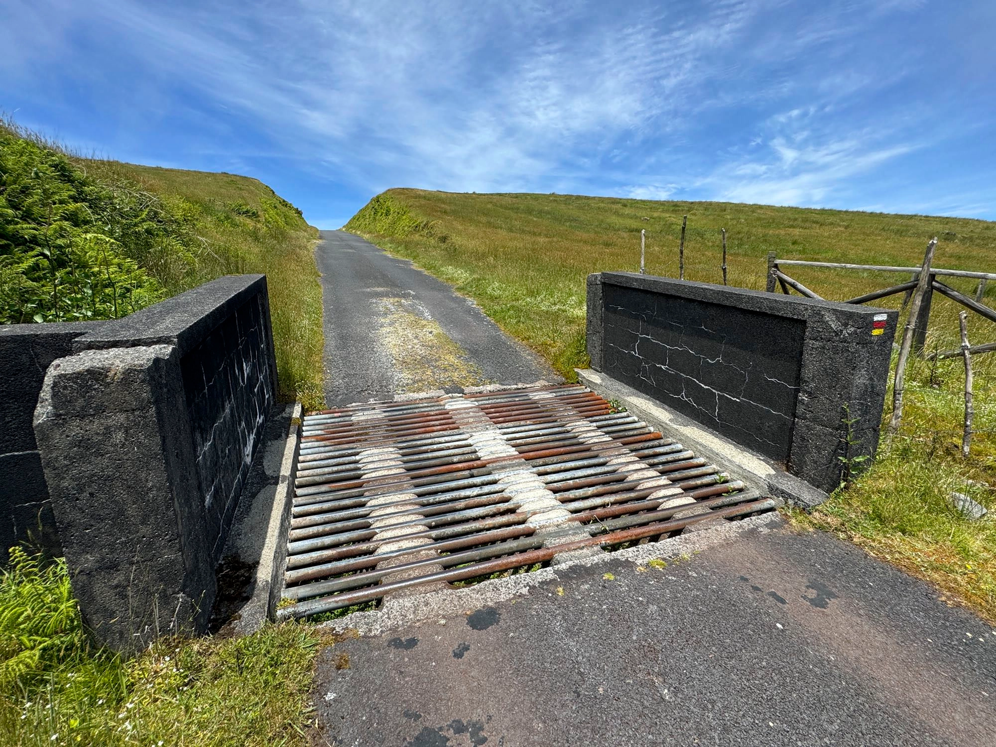 Rinderroste trennen das Weideland an der Caldeira ab