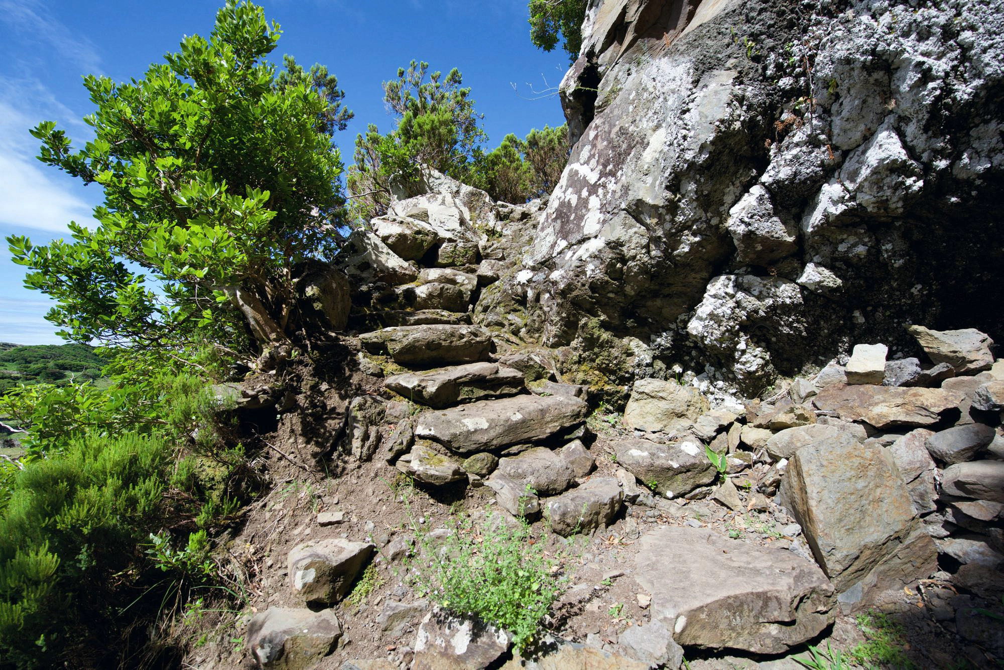 Uralter steiler Abstiegspfad durch die Steilwend